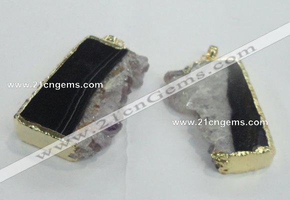 NGP1476 25*40mm - 30*40mm freeform druzy amethyst pedants