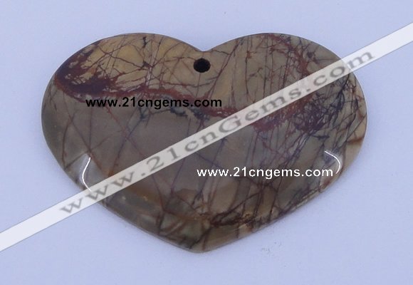 NGP148 2pcs 35*50mm heart fashion picasso jasper gemstone pendants