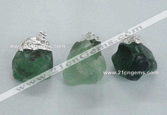 NGP1482 20*35mm - 25*45mm nuggets green fluorite pendants