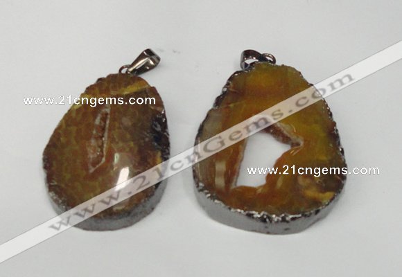NGP1487 30*45mm - 40*50mm freeform plated druzy agate pendants