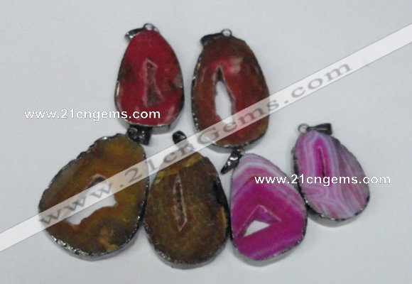 NGP1488 30*45mm - 40*50mm freeform plated druzy agate pendants