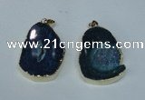 NGP1492 30*45mm - 40*50mm freeform plated druzy agate pendants