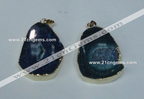 NGP1492 30*45mm - 40*50mm freeform plated druzy agate pendants