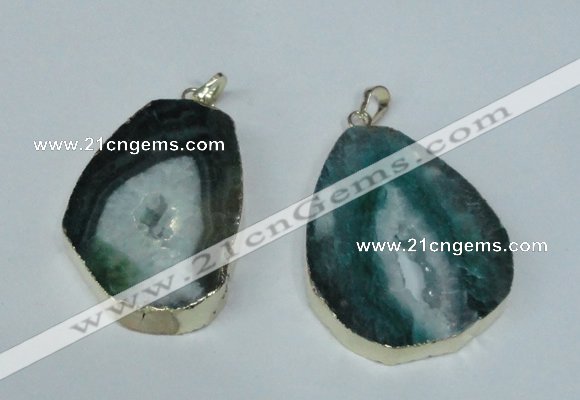 NGP1493 30*45mm - 40*50mm freeform plated druzy agate pendants