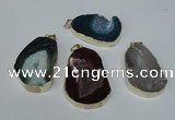 NGP1494 30*45mm - 40*50mm freeform plated druzy agate pendants