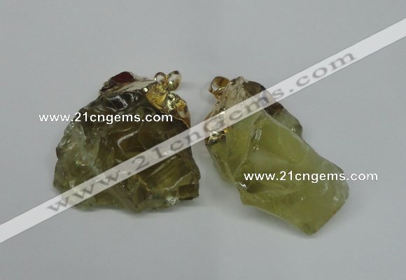 NGP1502 20*30mm - 25*50mm nuggets lemon quartz pendants