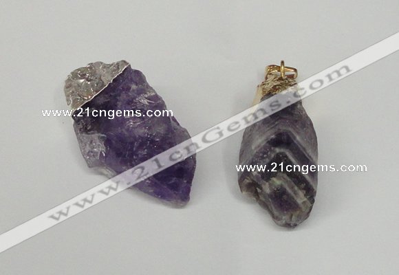 NGP1504 20*30mm - 25*50mm nuggets amethyst gemstone pendants
