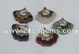 NGP1508 8*25*28mm mixed gemstone with brass setting pendants