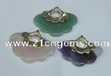NGP1509 8*40*50mm mixed gemstone with brass setting pendants
