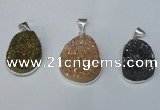 NGP1512 20*30mm - 25*35mm freeform plated druzy agate pendants