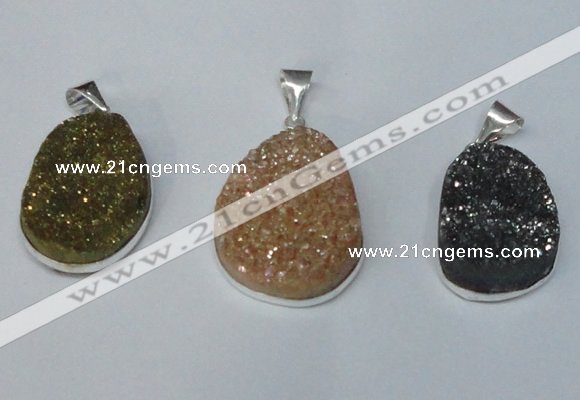 NGP1512 20*30mm - 25*35mm freeform plated druzy agate pendants
