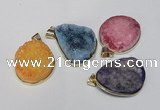 NGP1515 20*30mm - 25*35mm freeform plated druzy agate pendants