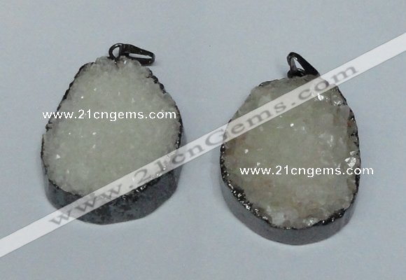 NGP1518 30*35mm - 30*40mm freeform plated druzy agate pendants