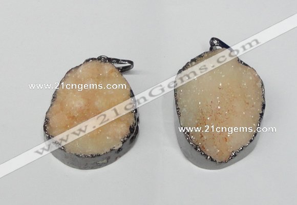NGP1519 30*35mm - 30*40mm freeform plated druzy agate pendants