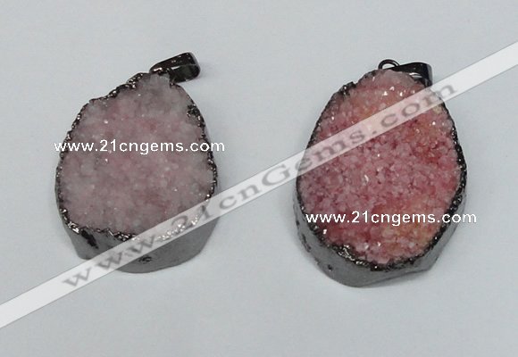 NGP1520 30*35mm - 30*40mm freeform plated druzy agate pendants