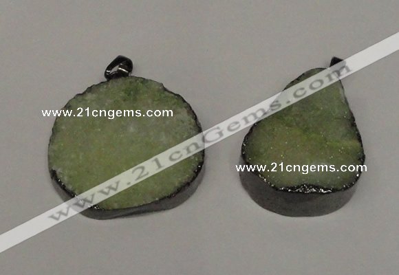 NGP1521 30*35mm - 30*40mm freeform plated druzy agate pendants