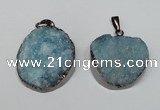 NGP1522 30*35mm - 30*40mm freeform plated druzy agate pendants