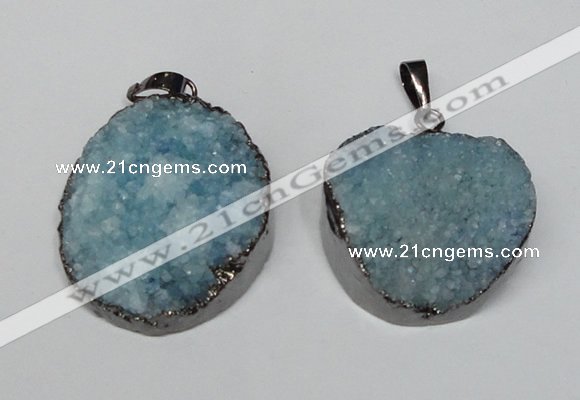 NGP1522 30*35mm - 30*40mm freeform plated druzy agate pendants