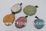 NGP1523 30*35mm - 30*40mm freeform plated druzy agate pendants