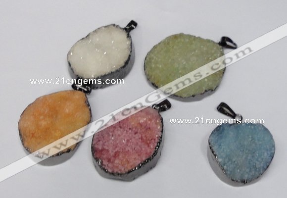 NGP1523 30*35mm - 30*40mm freeform plated druzy agate pendants