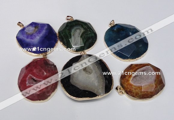 NGP1531 50*55mm - 55*60mm freeform druzy agate pendants