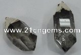 NGP1548 20*40mm - 22*50mm faceted nuggets smoky quartz pendants