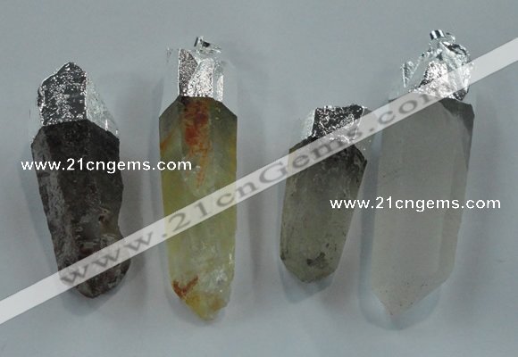 NGP1549 15*45mm - 20*65mm faceted nuggets mixed quartz pendants