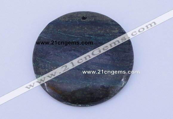 NGP155 2pcs 45mm flat round fashion long spar stone pendants