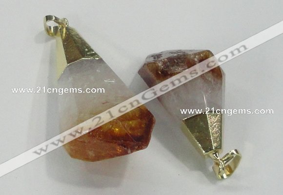 NGP1550 20*35mm - 25*45mm faceted nuggets citrine gemstone pendants