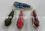 NGP1563 18*25*65mm teardrop agate with brass setting pendants