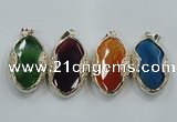 NGP1566 11*32*58mm marquise agate with brass setting pendants