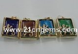 NGP1568 9*33*45mm rectangle agate with brass setting pendants