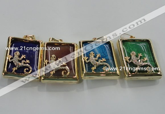 NGP1568 9*33*45mm rectangle agate with brass setting pendants