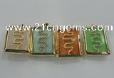 NGP1569 9*35*45mm rectangle agate with brass setting pendants