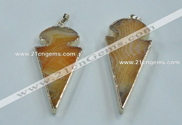 NGP1571 30*65mm arrowhead agate gemstone pendants