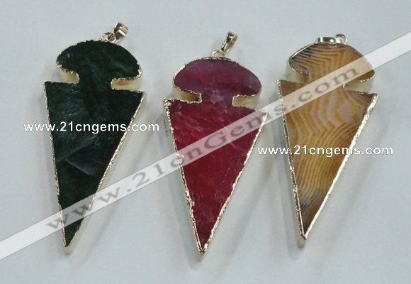 NGP1574 30*65mm arrowhead agate gemstone pendants