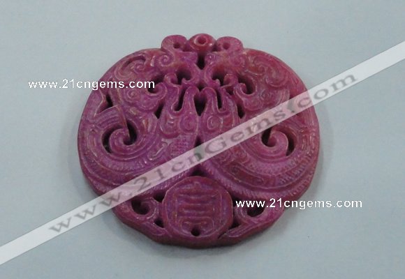 NGP1610 67*68mm Carved dyed natural hetian jade pendants wholesale