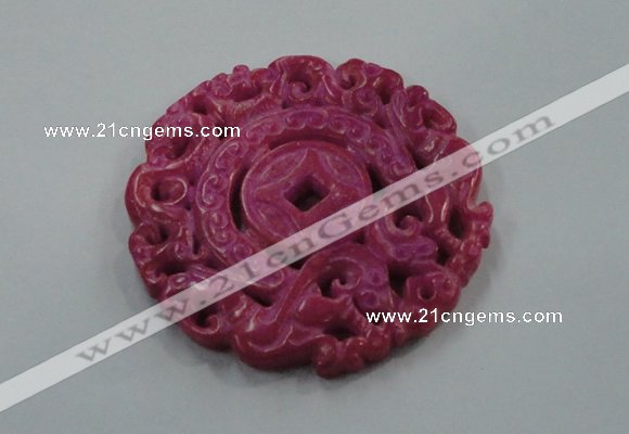 NGP1612 65*65mm Carved dyed natural hetian jade pendants wholesale