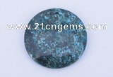 NGP163 2pcs 40mm flat round dyed chrysocolla gemstone pendants