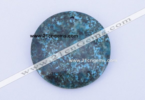 NGP163 2pcs 40mm flat round dyed chrysocolla gemstone pendants