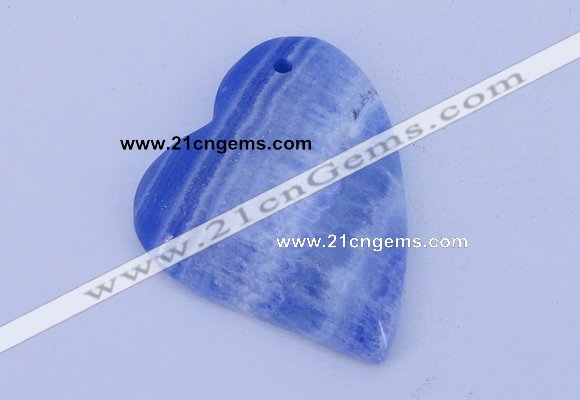 NGP165 2pcs 36*40mm heart dyed blue lace agate gemstone pendants