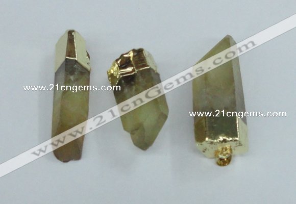 NGP1668 12*35mm - 18*50mm faceted nuggets lemon quartz pendants