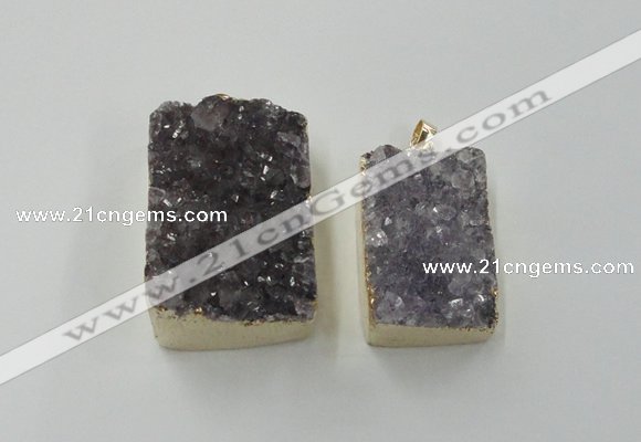 NGP1670 25*35mm - 30*45mm rectangle druzy amethyst pendants