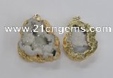 NGP1675 35*40mm - 45*50mm freeform plated druzy agate pendants