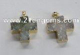 NGP1682 25*26mm - 27*28mm cross druzy agate pendants wholesale