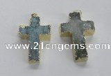 NGP1685 30*45mm - 32*50mm cross druzy agate pendants wholesale