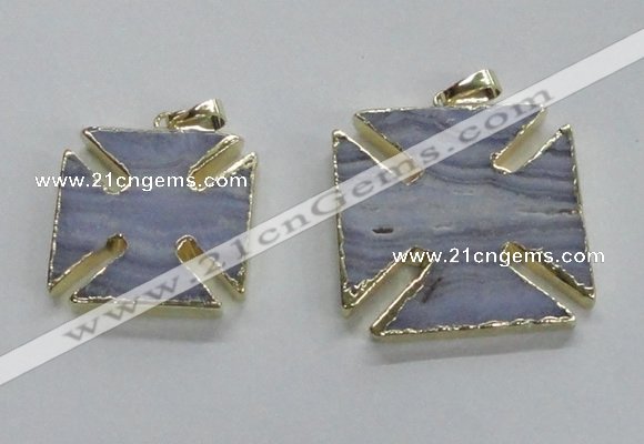 NGP1689 30*30mm - 33*33mm blue lace agate gemstone pendants