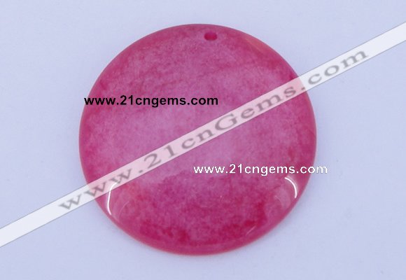 NGP170 2pcs 45mm flat round dyed white jade gemstone pendants