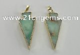 NGP1702 18*39mm arrowhead australia chrysoprase pendants