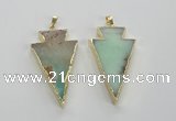 NGP1703 27*47mm arrowhead australia chrysoprase pendants